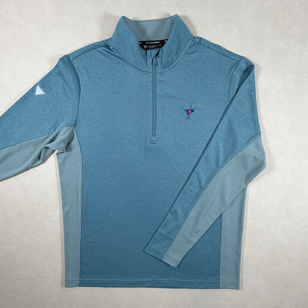 Levelwear Mens Medium Pullover Blue Quarter Zip Golf Performance Ocean Reef Club